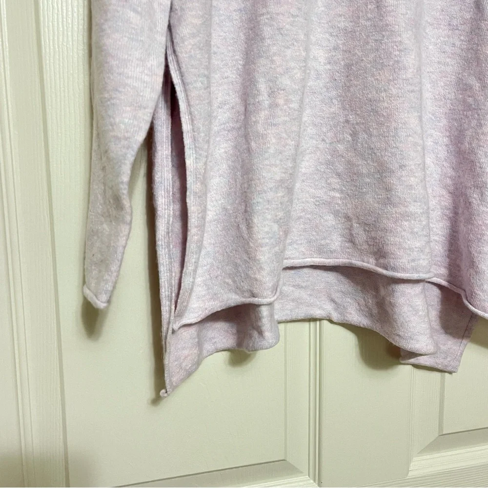 FRENCH CONNECTION Mock Neck Wool Sweater Heathered Pink Open Side Size Medium
